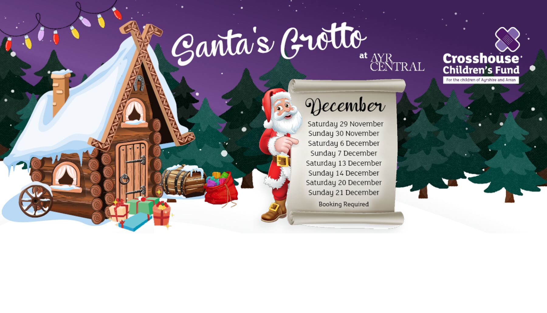 Santa's Grotto 2025 banner